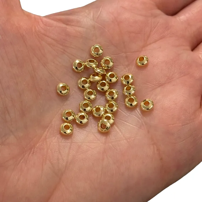Earrings Peppy Beads 24Kt Gold Plated 5mm Ufo Shape Spacers 25 pcs in a pack