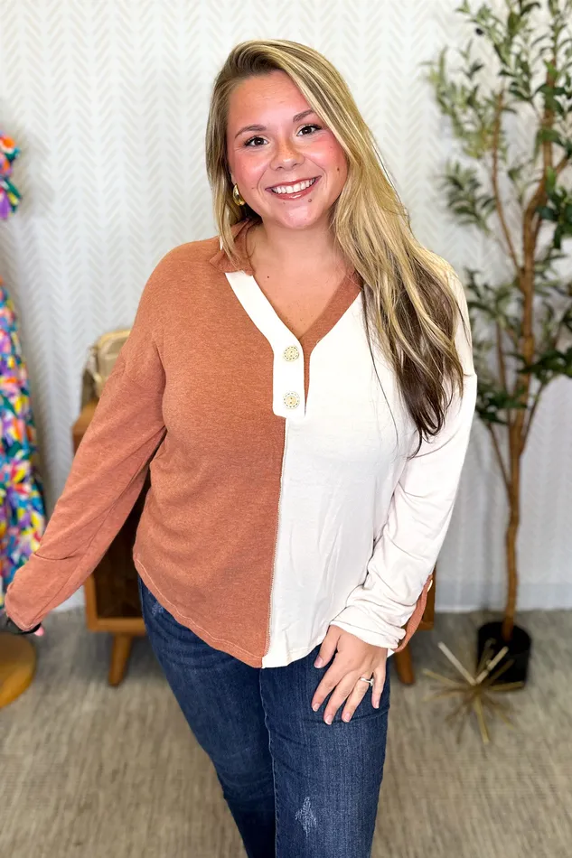Necklaces Haptics What I Like About You Color Block Top RustCream