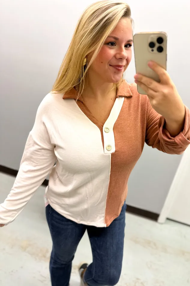 Necklaces Haptics What I Like About You Color Block Top RustCream