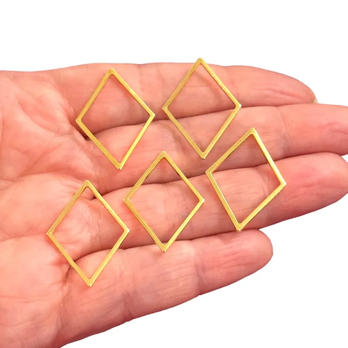 Peppy Beads Earrings 24Kt Gold Plated 28x20mm Rhombus Charms Gold Rhombus Connector Charms 5 pcs in a pack Peppy Beads Earrings 24Kt Gold Plated 28x20mm Rhombus Charms Gold Rhombus Connector Charms 5 pcs in a pack