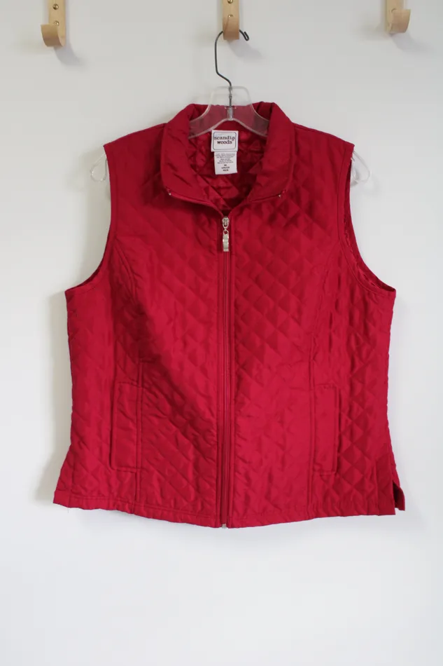Scandia Woods Hot Pink Quilted Zip Up Vest M Scandia Woods Earrings
