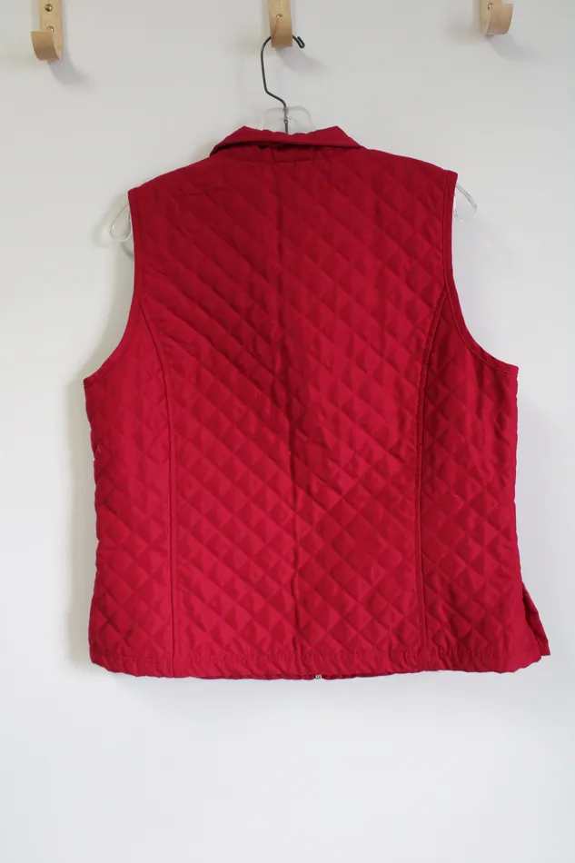 Scandia Woods Hot Pink Quilted Zip Up Vest M Scandia Woods Earrings