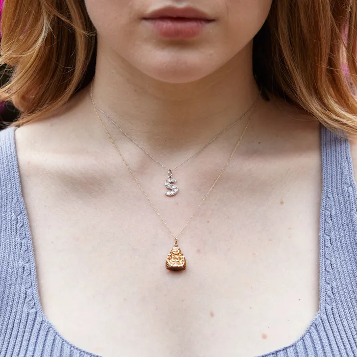 Charm Necklaces Diamond Letter S Charm Vintage