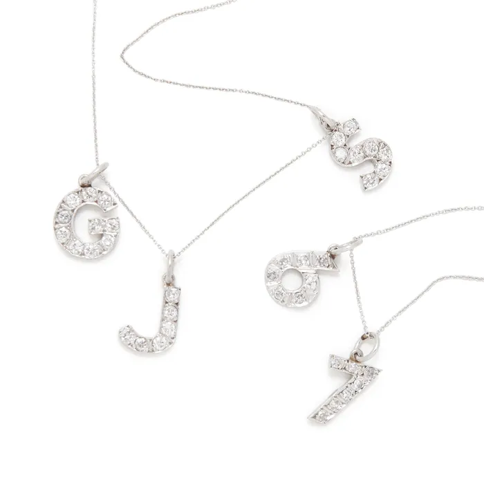 Charm Necklaces Diamond Letter S Charm Vintage