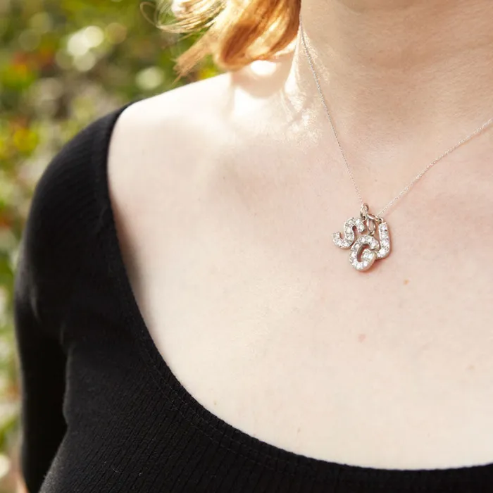 Charm Necklaces Diamond Letter S Charm Vintage