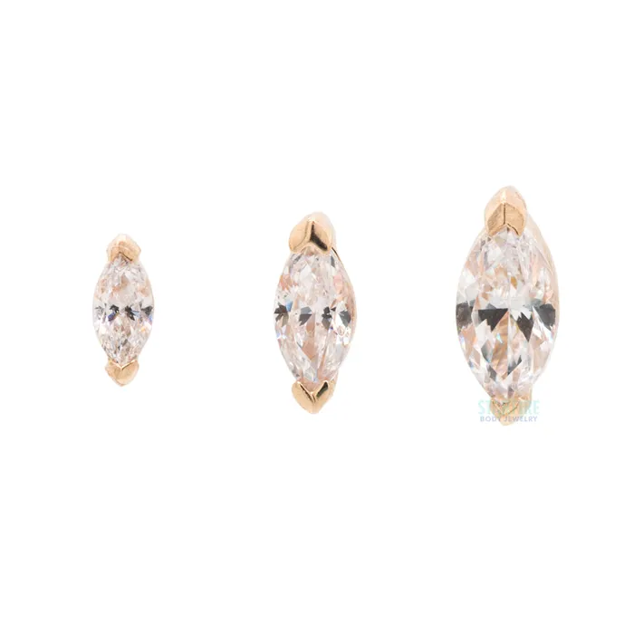 Earrings Buddha Jewelry Organics threadless Zuri End in Gold with Marquise CZ