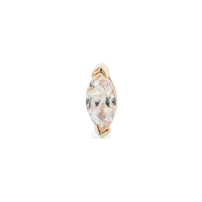 Earrings Buddha Jewelry Organics threadless Zuri End in Gold with Marquise CZ