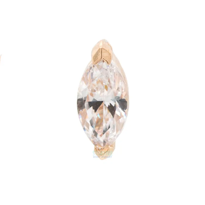 Earrings Buddha Jewelry Organics threadless Zuri End in Gold with Marquise CZ