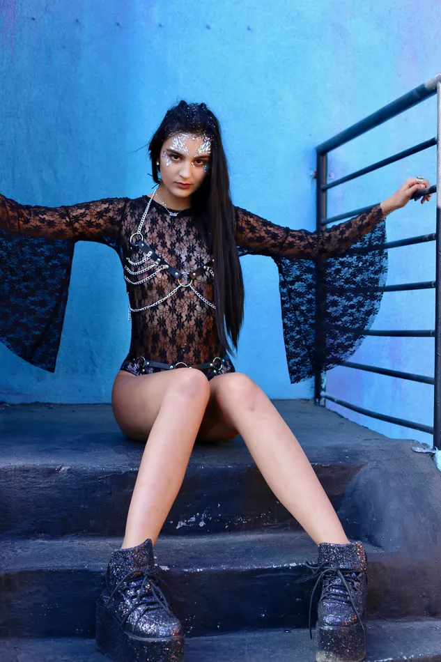 Earrings Goth Barbie Lace Bodysuit THE LUMi SHOP