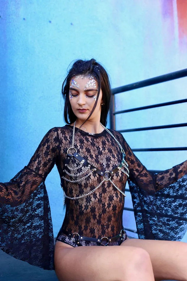 Earrings Goth Barbie Lace Bodysuit THE LUMi SHOP