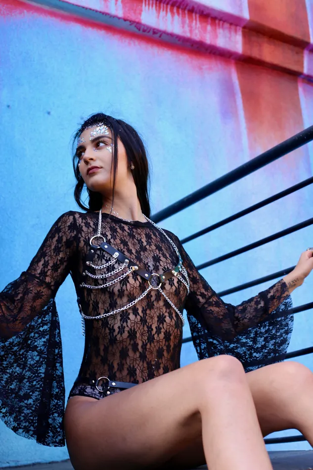 Earrings Goth Barbie Lace Bodysuit THE LUMi SHOP