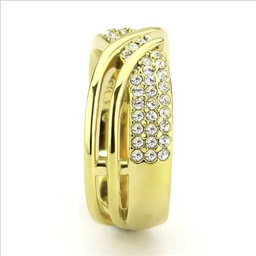 Green CJE3632 Wholesale Womens Stainless Steel IP Gold Top Grade Crystal Clear Ring Rings Green CJE3632 Wholesale Womens Stainless Steel IP Gold Top Grade Crystal Clear Ring Rings