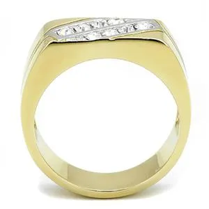 Green Rings CJE3186 Wholesale Mens Stainless Steel TwoTone IP Gold Clear Top Grade Crystal Ring Green Rings CJE3186 Wholesale Mens Stainless Steel TwoTone IP Gold Clear Top Grade Crystal Ring