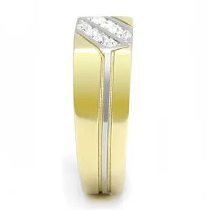 Green Rings CJE3186 Wholesale Mens Stainless Steel TwoTone IP Gold Clear Top Grade Crystal Ring Green Rings CJE3186 Wholesale Mens Stainless Steel TwoTone IP Gold Clear Top Grade Crystal Ring