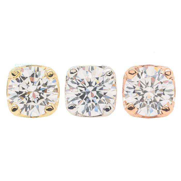 Necklaces threadless Four Prong Pin in Gold with White CZ Body Vision BVLA