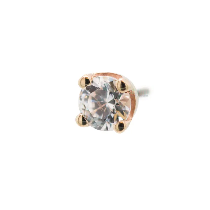 Necklaces threadless Four Prong Pin in Gold with White CZ Body Vision BVLA