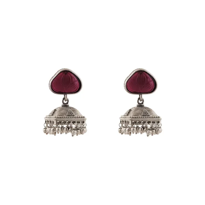 Teejh Earrings Teejh Jijabai Silver Oxidised Ruby Earring