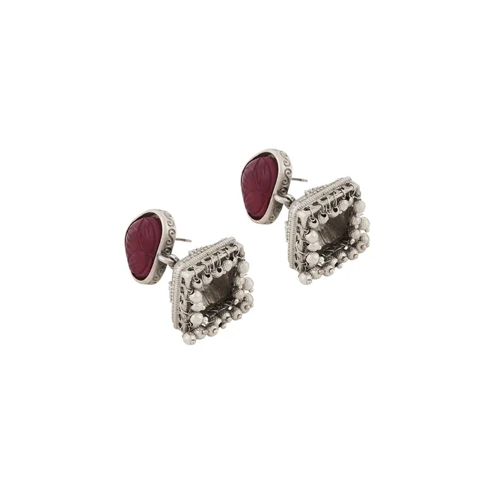 Teejh Earrings Teejh Jijabai Silver Oxidised Ruby Earring