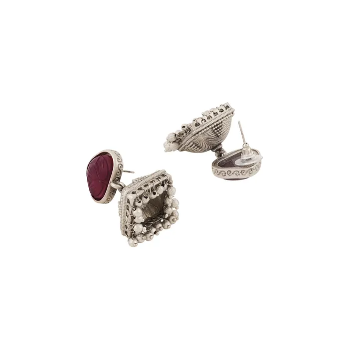 Teejh Earrings Teejh Jijabai Silver Oxidised Ruby Earring