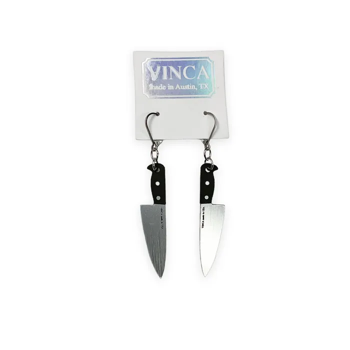 VincaUSA Earrings Midi 2 Knife Dangle Earrings brushed silver
