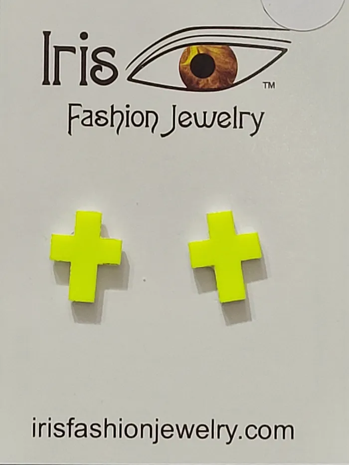 01 Earrings AZ1619 Yellow Cross Earrings