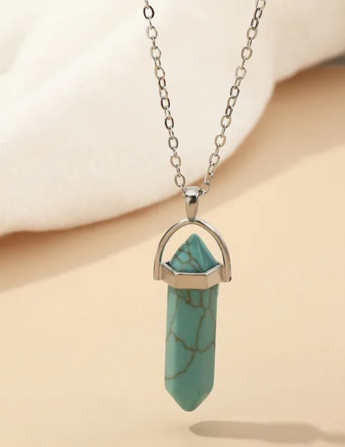 02 Necklaces N1332 Silver Turquoise Crackle Imitation Natural Stone Necklace With FREE Earrings 02 Necklaces N1332 Silver Turquoise Crackle Imitation Natural Stone Necklace With FREE Earrings