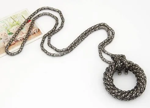 02 Necklaces N699 Gun Metal Black Metal Mesh Necklace with FREE Earrings