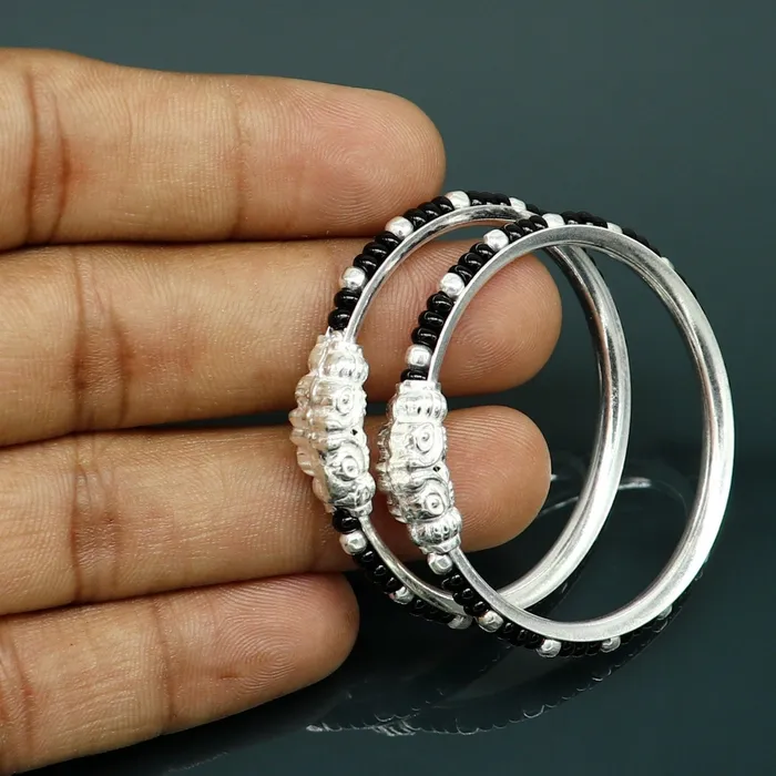 Bracelets TRIBAL ORNAMENTS Vintage style handmade crocodile face sterling silver bangle bracelet silver beads customized evil eye nazariya tribal kids jewelry nbbk228