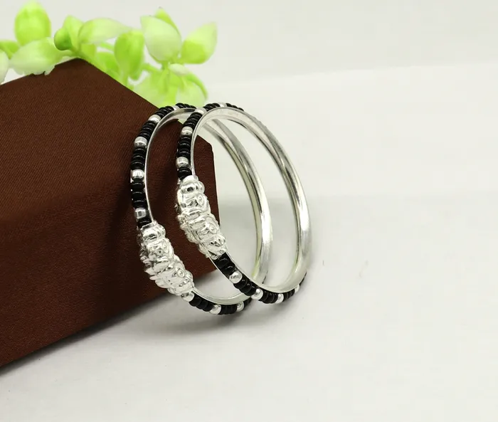 Bracelets TRIBAL ORNAMENTS Vintage style handmade crocodile face sterling silver bangle bracelet silver beads customized evil eye nazariya tribal kids jewelry nbbk228