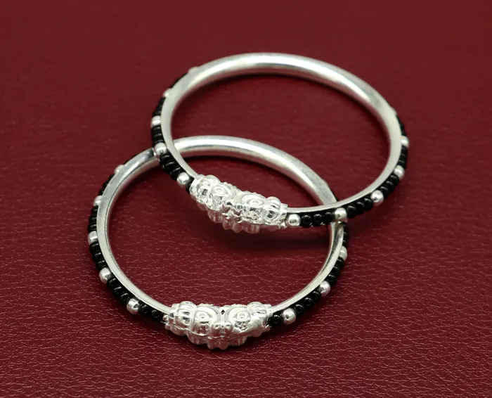 Bracelets TRIBAL ORNAMENTS Vintage style handmade crocodile face sterling silver bangle bracelet silver beads customized evil eye nazariya tribal kids jewelry nbbk228