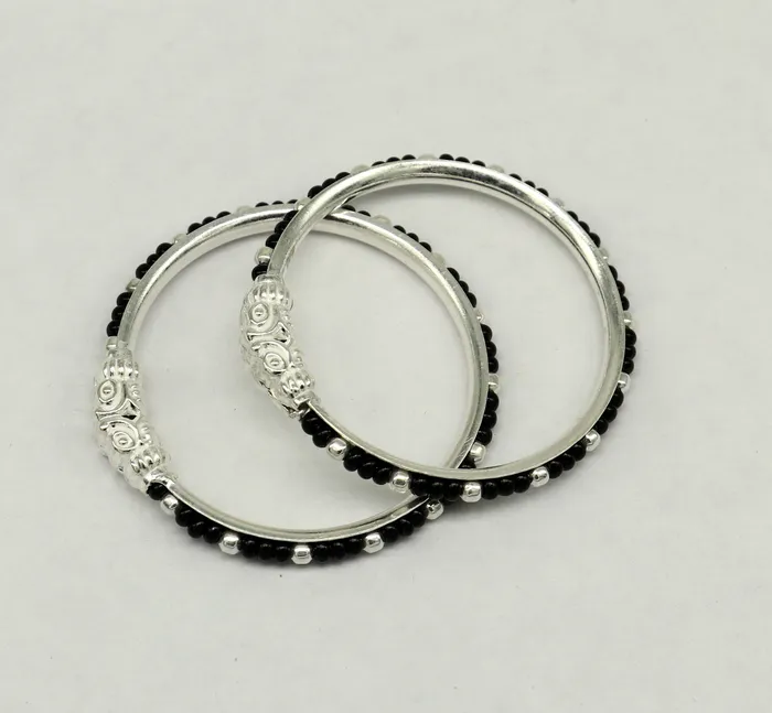 Bracelets TRIBAL ORNAMENTS Vintage style handmade crocodile face sterling silver bangle bracelet silver beads customized evil eye nazariya tribal kids jewelry nbbk228
