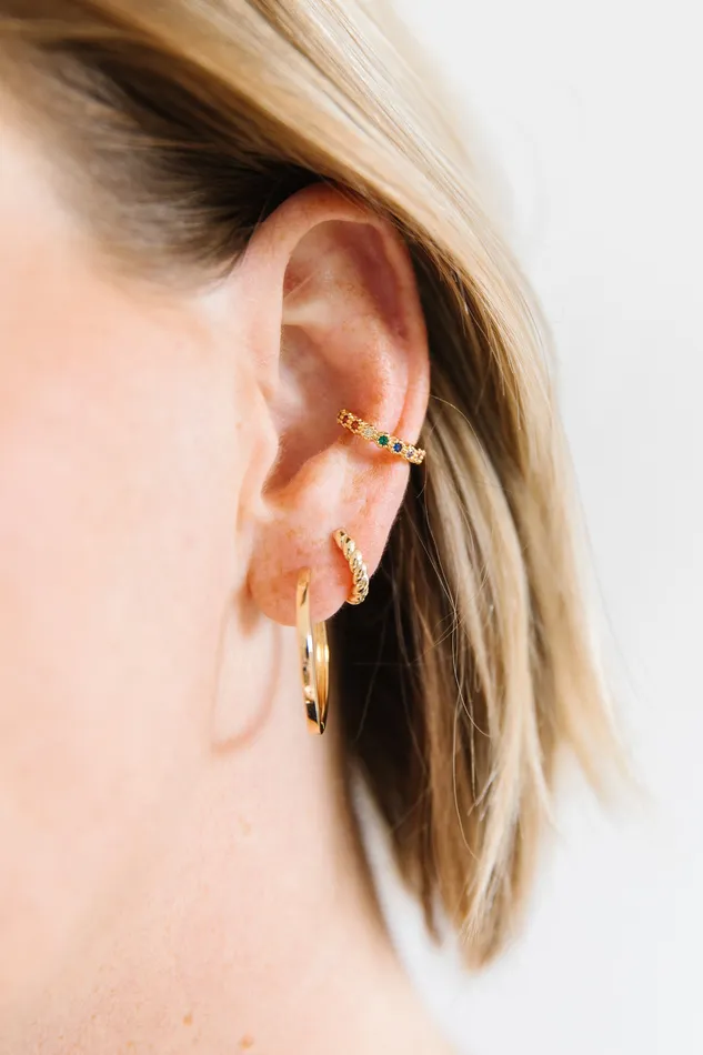 DLUX Bejeweled Ear Cuff Earrings