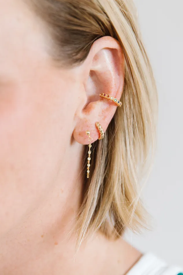 DLUX Bejeweled Ear Cuff Earrings