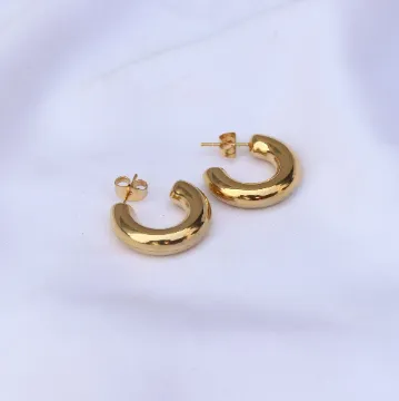 Earrings Jewelvers 18K GoldFilled Small Thick Open Hoop Earrings Earrings Jewelvers 18K GoldFilled Small Thick Open Hoop Earrings