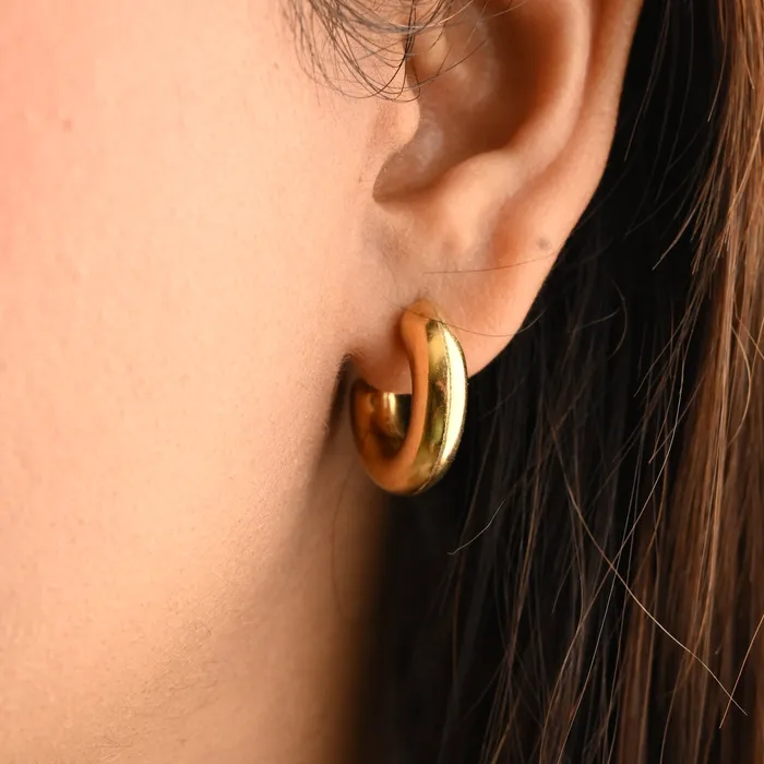 Earrings Jewelvers 18K GoldFilled Small Thick Open Hoop Earrings Earrings Jewelvers 18K GoldFilled Small Thick Open Hoop Earrings