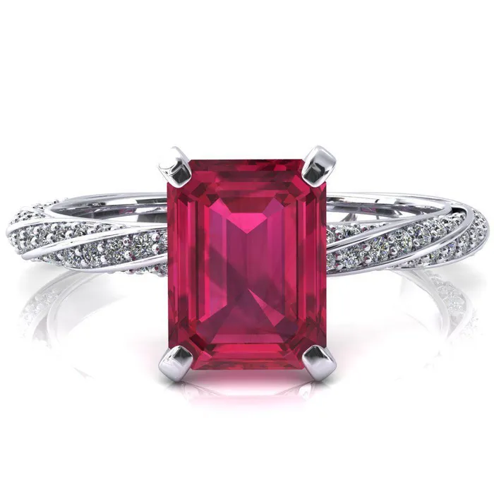 Elysia Emerald Ruby 4 Prong 34 Eternity Diamond Accent Ring Fire Brilliance Rings Elysia Emerald Ruby 4 Prong 34 Eternity Diamond Accent Ring Fire Brilliance Rings