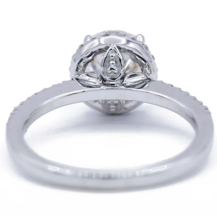 Fire Brilliance Rings 65mm Round Center 14K White Gold Antique Halo Basket Ring