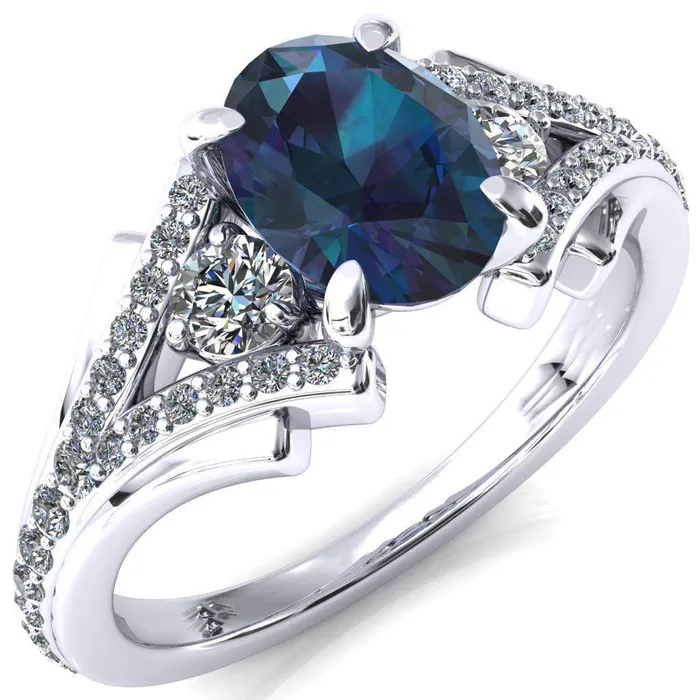Fire Brilliance Rings Arietis Oval Alexandrite 4 Prong 34 Bead Split Shank Diamond Accent Ring Fire Brilliance Rings Arietis Oval Alexandrite 4 Prong 34 Bead Split Shank Diamond Accent Ring