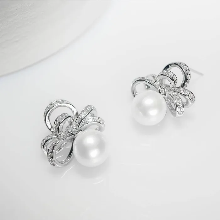 Freshwater Pearl Earrings WE00206 RIBBON Pearly Lustre Earrings