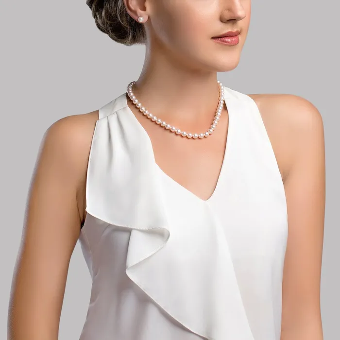 Necklaces spt White Japanese Akoya Choker Length Pearl Necklace 7075mm AA Quality