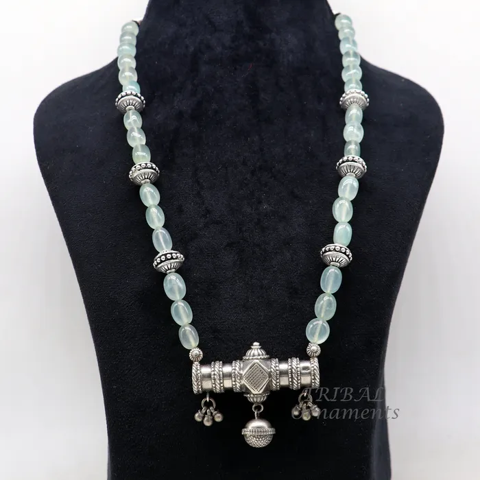 Necklaces TRIBAL ORNAMENTS 925 sterling silver handmade vintage designer stylish necklace wedding brides charm customized Guttapusalu necklace ethnic jewelry Set501