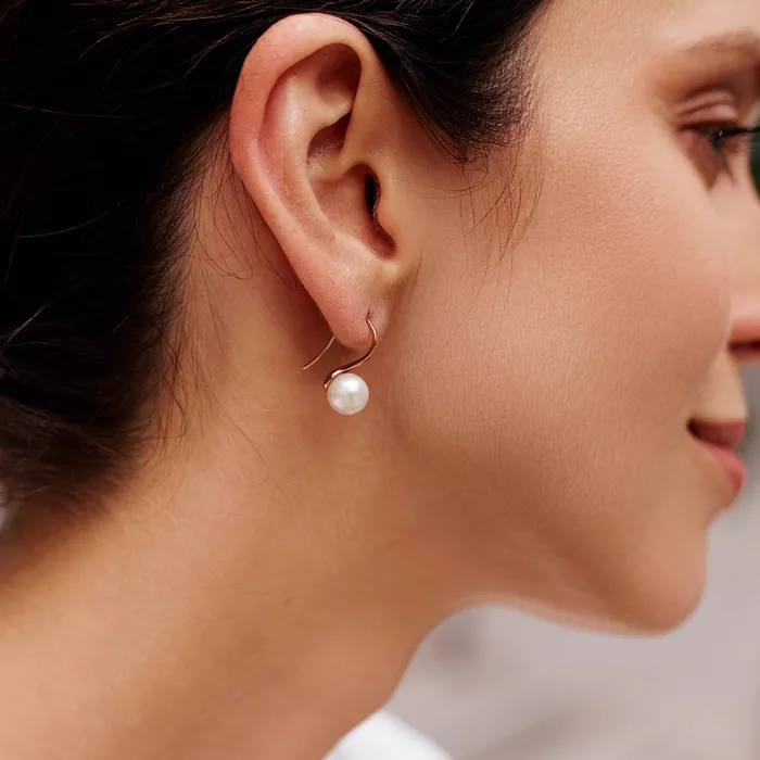 Pearly Lustre Earrings Elegant Freshwater Semi Round Pearl Earrings WE00441