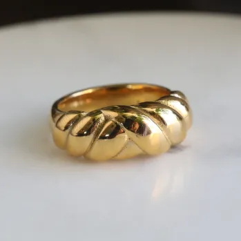Rings Jewelvers 18K GoldFilled Twisted Dome Ring Rings Jewelvers 18K GoldFilled Twisted Dome Ring