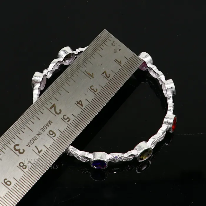 TRIBAL ORNAMENTS Bracelets Amazing handmade design 925 sterling silver awesome multicolor stone bangle bracelet for brides best wedding collection from india ba170