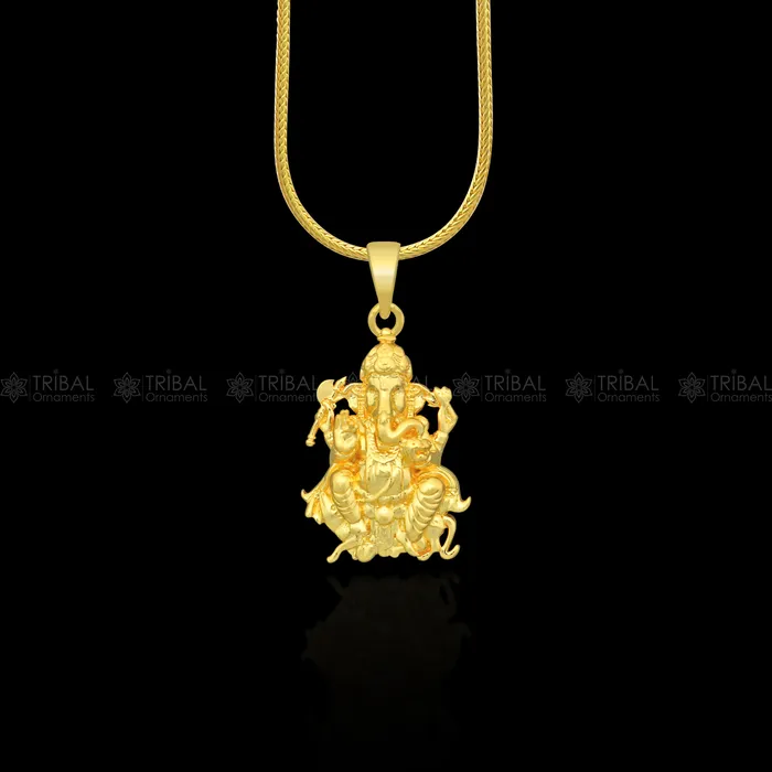 TRIBAL ORNAMENTS Necklaces 925 sterling silver gold polished Lord Ganesha divine pendant nsp906 TRIBAL ORNAMENTS Necklaces 925 sterling silver gold polished Lord Ganesha divine pendant nsp906