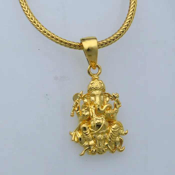 TRIBAL ORNAMENTS Necklaces 925 sterling silver gold polished Lord Ganesha divine pendant nsp906 TRIBAL ORNAMENTS Necklaces 925 sterling silver gold polished Lord Ganesha divine pendant nsp906