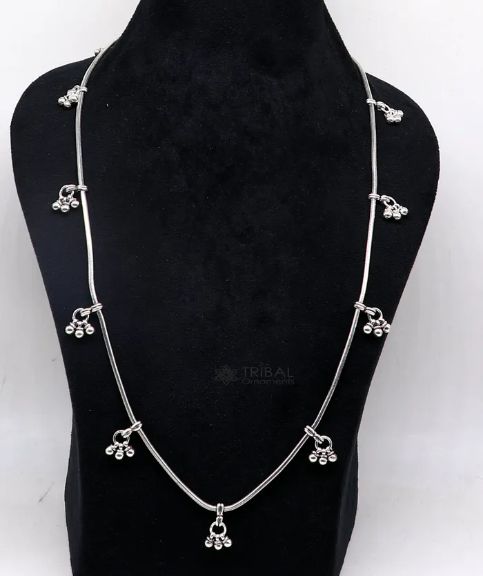 TRIBAL ORNAMENTS Rings 32 to 34 925 sterling silver snake chain with hanging drops waist chain belly chain wedding saree chain belly dance tribal jewelry wch27