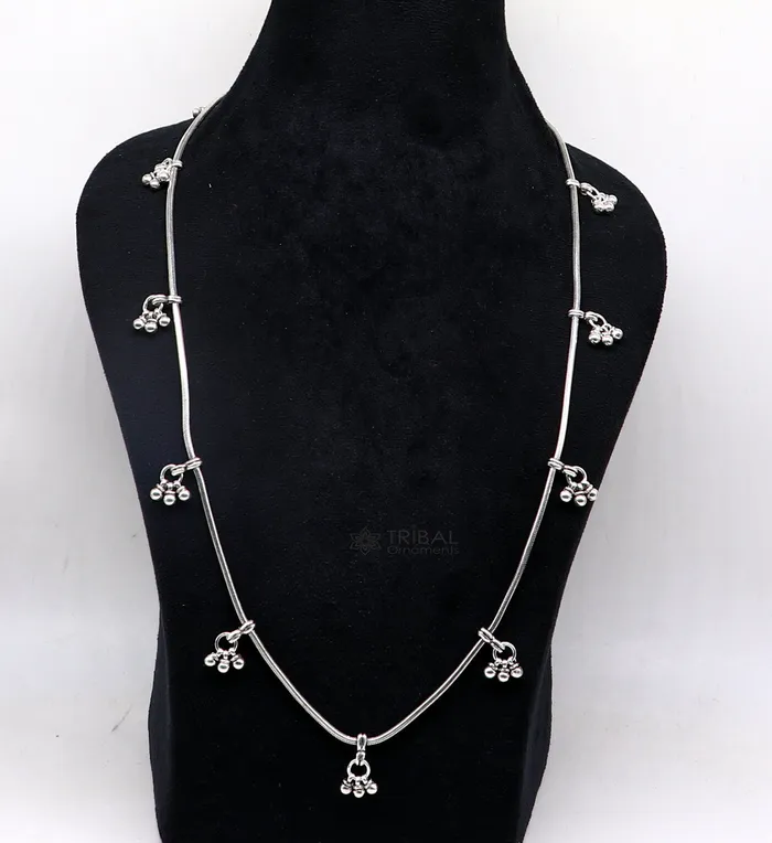 TRIBAL ORNAMENTS Rings 32 to 34 925 sterling silver snake chain with hanging drops waist chain belly chain wedding saree chain belly dance tribal jewelry wch27