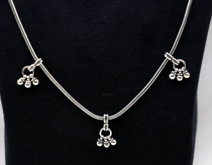 TRIBAL ORNAMENTS Rings 32 to 34 925 sterling silver snake chain with hanging drops waist chain belly chain wedding saree chain belly dance tribal jewelry wch27