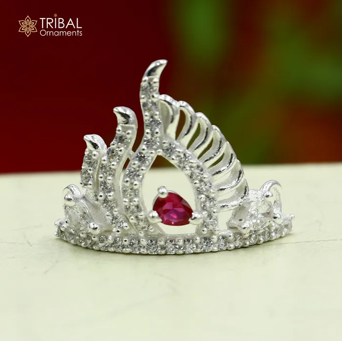 TRIBAL ORNAMENTS Rings 925 sterling silver handmade lord baby Krishna Mukut amazing Laddu Gopala crawling Krishna crown head jewelry SM27 TRIBAL ORNAMENTS Rings 925 sterling silver handmade lord baby Krishna Mukut amazing Laddu Gopala crawling Krishna crown head jewelry SM27